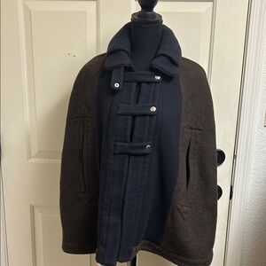 PLAN C Brown Wool and Cashmere Cape, Size 40, Medium, Made in Italy. EUC